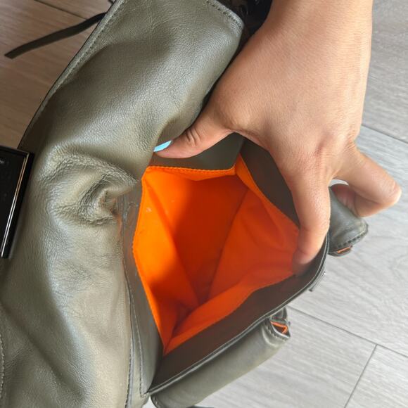 Rag & Bone Large Field Leather Messenger Bag Dark Green Puffer Leather And Nylon - Picture 9 of 16